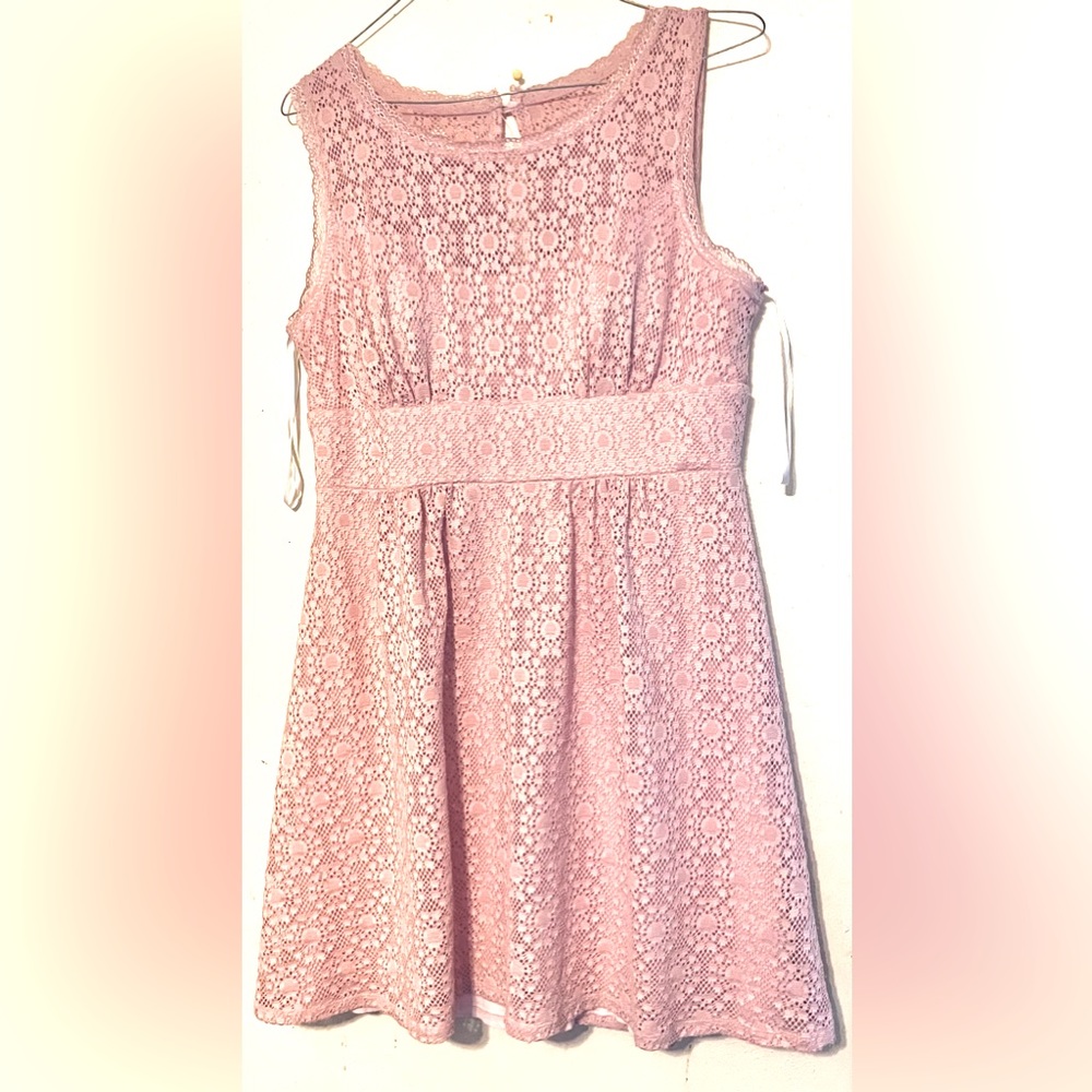 Established 1962 Light Mauve Pink Embroidered Lace Dress, Size 14 - Picture 1 of 3